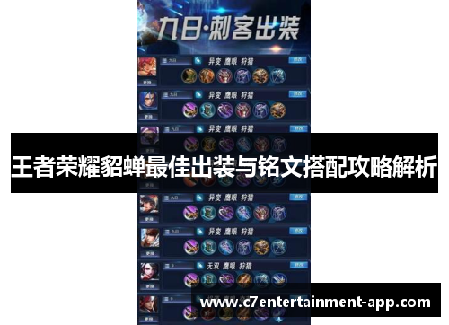 王者荣耀貂蝉最佳出装与铭文搭配攻略解析